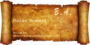 Balás Armand névjegykártya